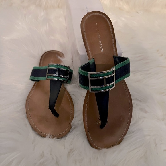 Blue and Green flat sandals size 8 - Picture 1 of 2